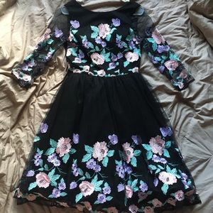 EUC Black Floral Dress Size 6